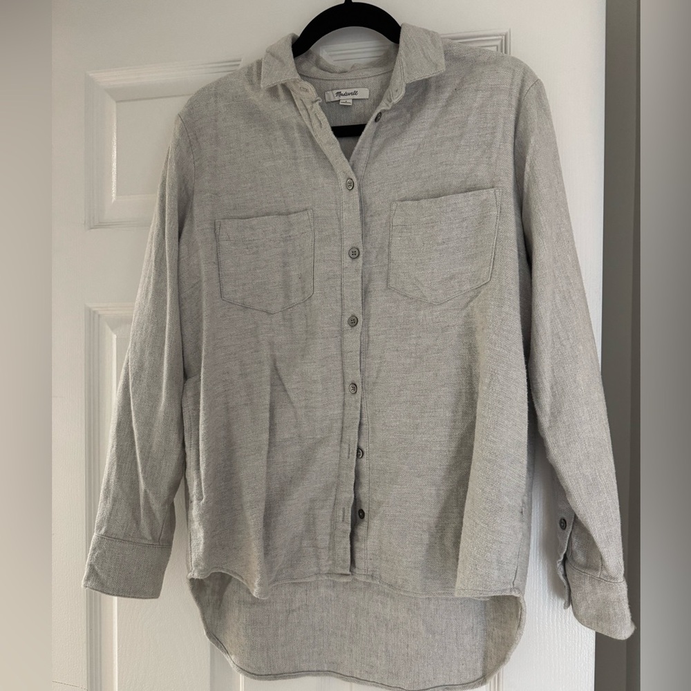 Madewell Light Gray Flannel Button-Down Shirt